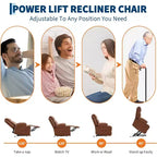 Oversized Power Lift Recliner Chair with Massage, Heating, Cup Holders & Side Pockets, Living Room