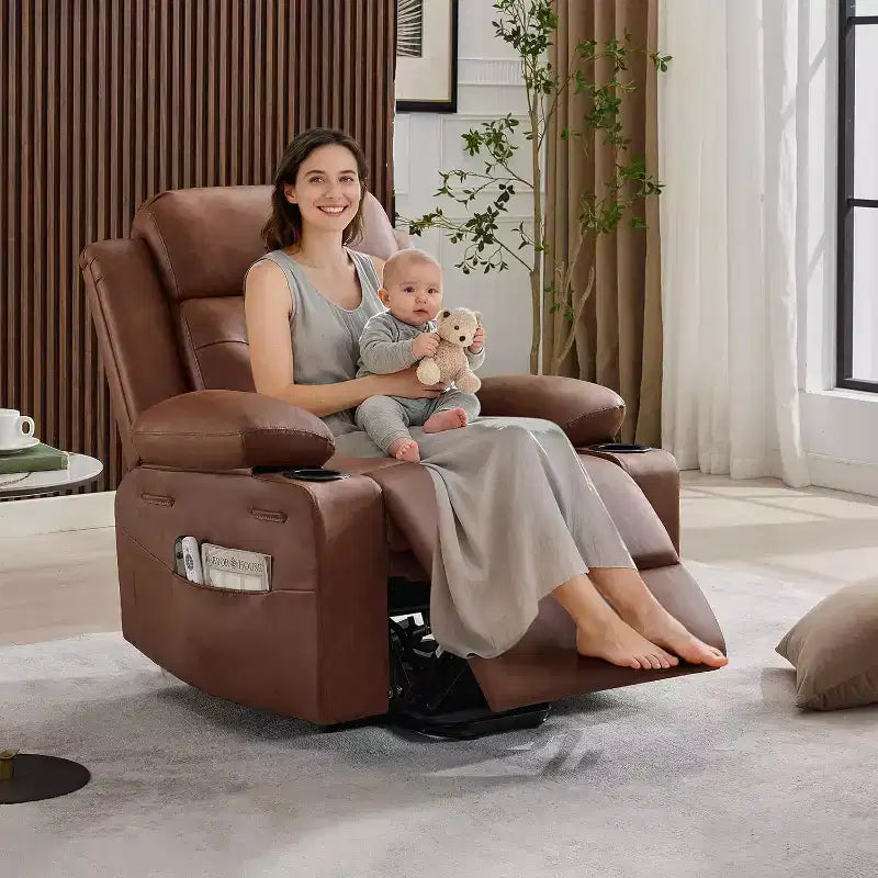 Oversized Power Lift Recliner Chair with Massage, Heating, Cup Holders & Side Pockets, Living Room