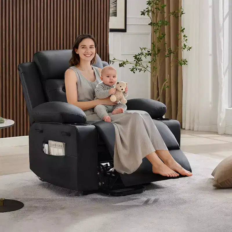 Oversized Power Lift Recliner Chair with Massage, Heating, Cup Holders & Side Pockets, Living Room