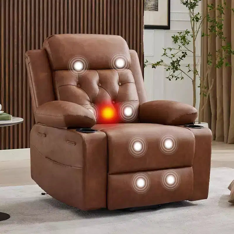 Oversized Power Lift Recliner Chair with Massage, Heating, Cup Holders & Side Pockets, Living Room
