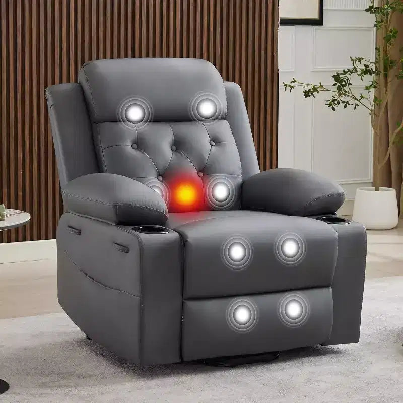 Oversized Power Lift Recliner Chair with Massage, Heating, Cup Holders & Side Pockets, Living Room