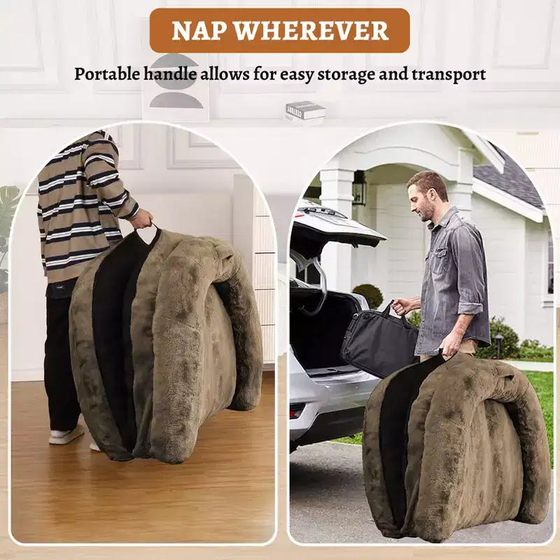 Human-Sized Faux Fur Floor Sofa Bed, Oversized Lounger with Removable Cover for Reading & Snoozing