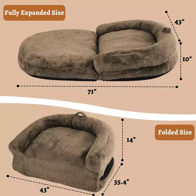 Human-Sized Faux Fur Floor Sofa Bed, Oversized Lounger with Removable Cover for Reading & Snoozing