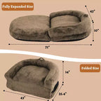 Human-Sized Faux Fur Floor Sofa Bed, Oversized Lounger with Removable Cover for Reading & Snoozing