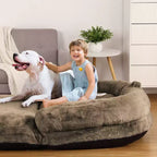 Human-Sized Faux Fur Floor Sofa Bed, Oversized Lounger with Removable Cover for Reading & Snoozing