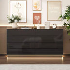 Modern 8-Drawer Chest with LED Base Lighting & High-Gloss Finish, Stylish Home Organizer