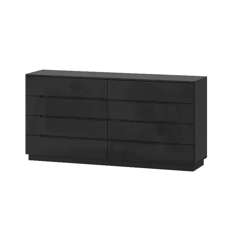Modern 8-Drawer Chest with LED Base Lighting & High-Gloss Finish, Stylish Home Organizer