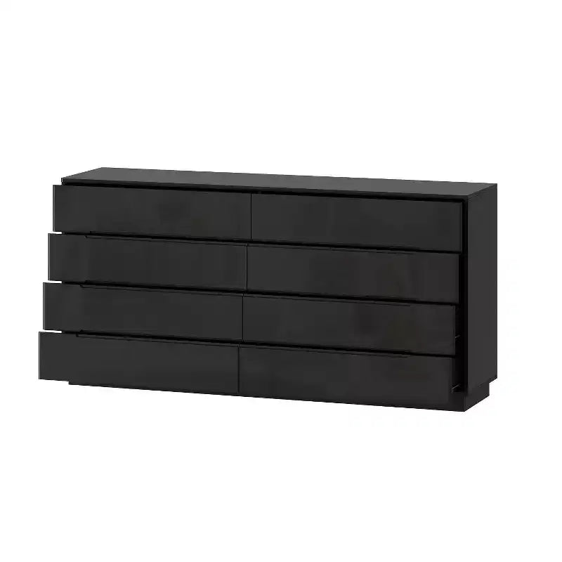 Modern 8-Drawer Chest with LED Base Lighting & High-Gloss Finish, Stylish Home Organizer