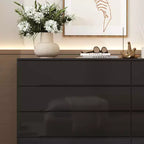 Modern 8-Drawer Chest with LED Base Lighting & High-Gloss Finish, Stylish Home Organizer