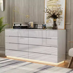 Modern 8-Drawer Chest with LED Base Lighting & High-Gloss Finish, Stylish Home Organizer