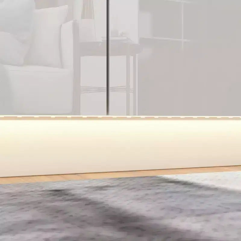 Modern 8-Drawer Chest with LED Base Lighting & High-Gloss Finish, Stylish Home Organizer