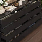 Modern 8-Drawer Chest with LED Base Lighting & High-Gloss Finish, Stylish Home Organizer