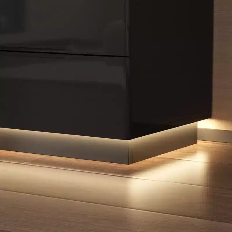 Modern 8-Drawer Chest with LED Base Lighting & High-Gloss Finish, Stylish Home Organizer