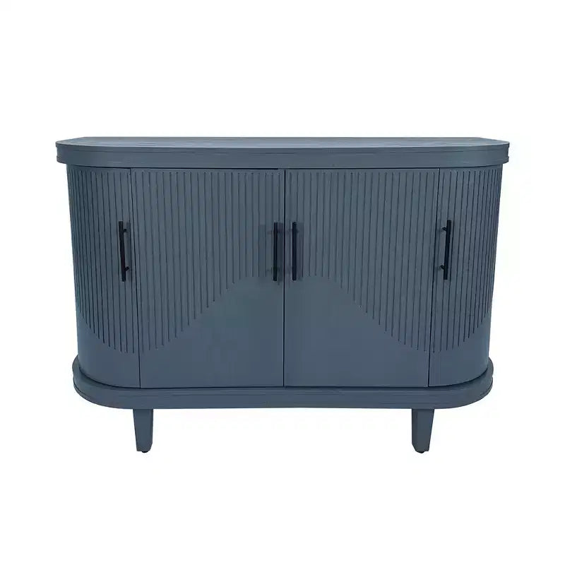 Modern Curved Wood Sideboard, 4-Door Console Cabinet with Adjustable Shelves for Coffee Bar or Entryway