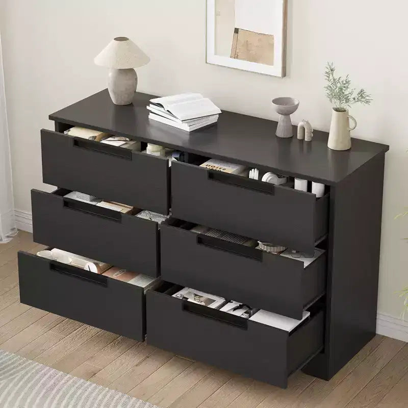 6-Drawer Dresser with Embedded Handles, Compact Storage Cabinet for Bedroom, Living Room & Hallway
