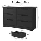 6-Drawer Dresser with Embedded Handles, Compact Storage Cabinet for Bedroom, Living Room & Hallway
