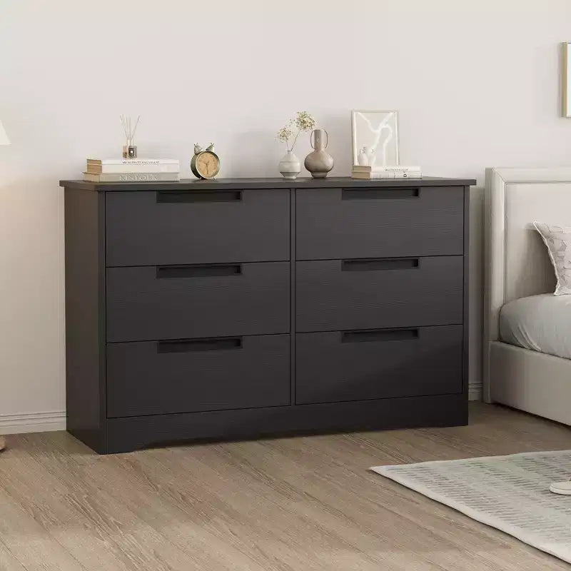 6-Drawer Dresser with Embedded Handles, Compact Storage Cabinet for Bedroom, Living Room & Hallway