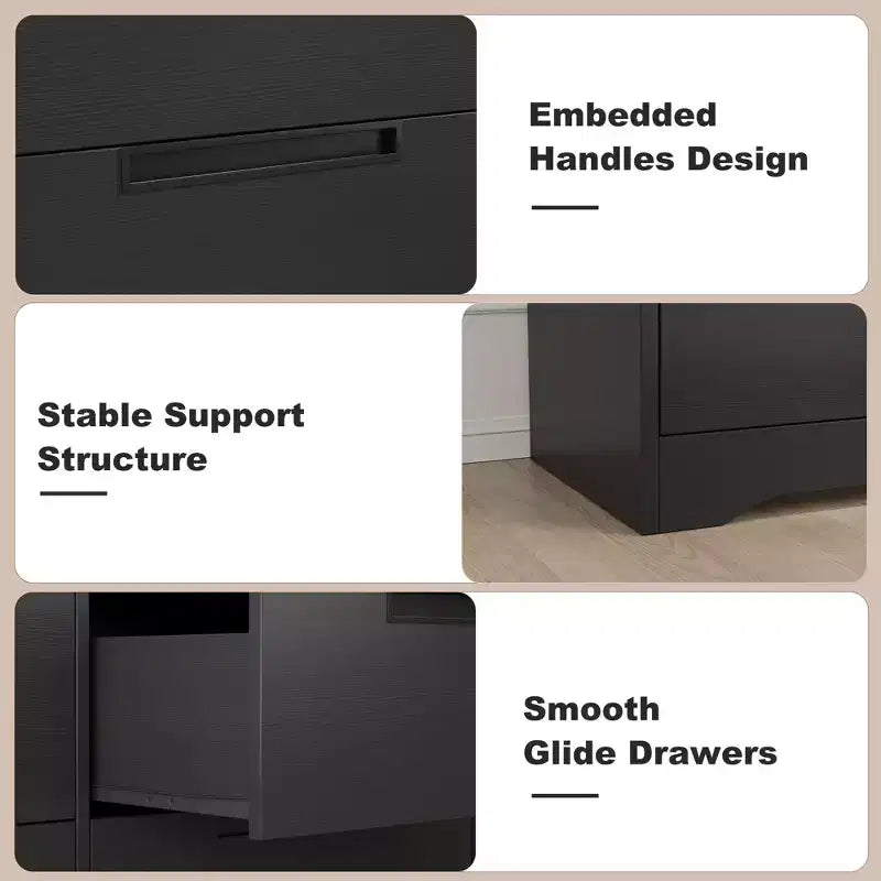 6-Drawer Dresser with Embedded Handles, Compact Storage Cabinet for Bedroom, Living Room & Hallway