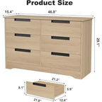 6-Drawer Dresser with Embedded Handles, Compact Storage Cabinet for Bedroom, Living Room & Hallway