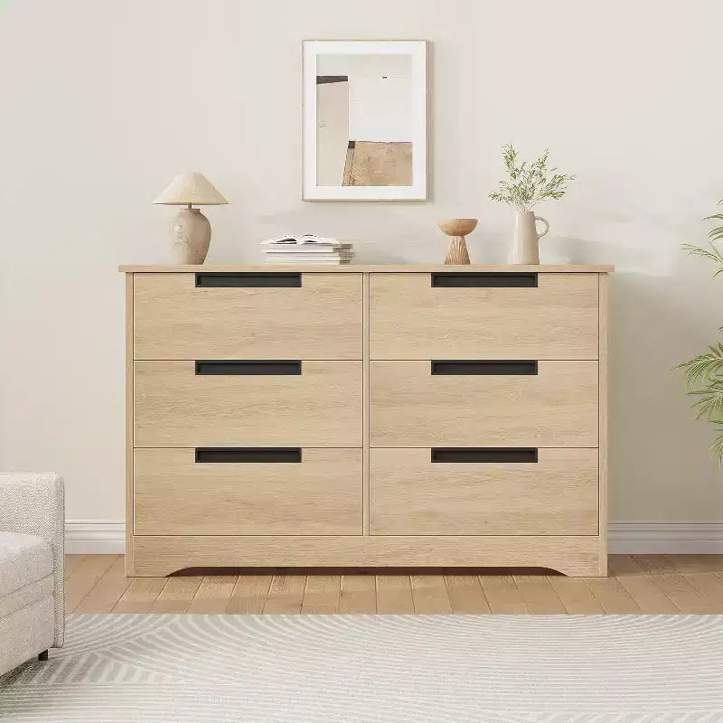6-Drawer Dresser with Embedded Handles, Compact Storage Cabinet for Bedroom, Living Room & Hallway