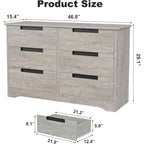 6-Drawer Dresser with Embedded Handles, Compact Storage Cabinet for Bedroom, Living Room & Hallway