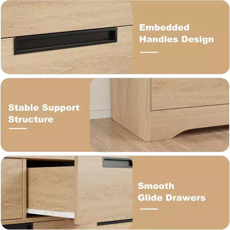 6-Drawer Dresser with Embedded Handles, Compact Storage Cabinet for Bedroom, Living Room & Hallway