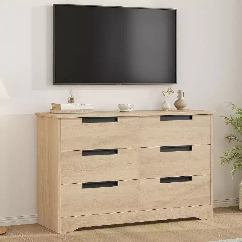 6-Drawer Dresser with Embedded Handles, Compact Storage Cabinet for Bedroom, Living Room & Hallway