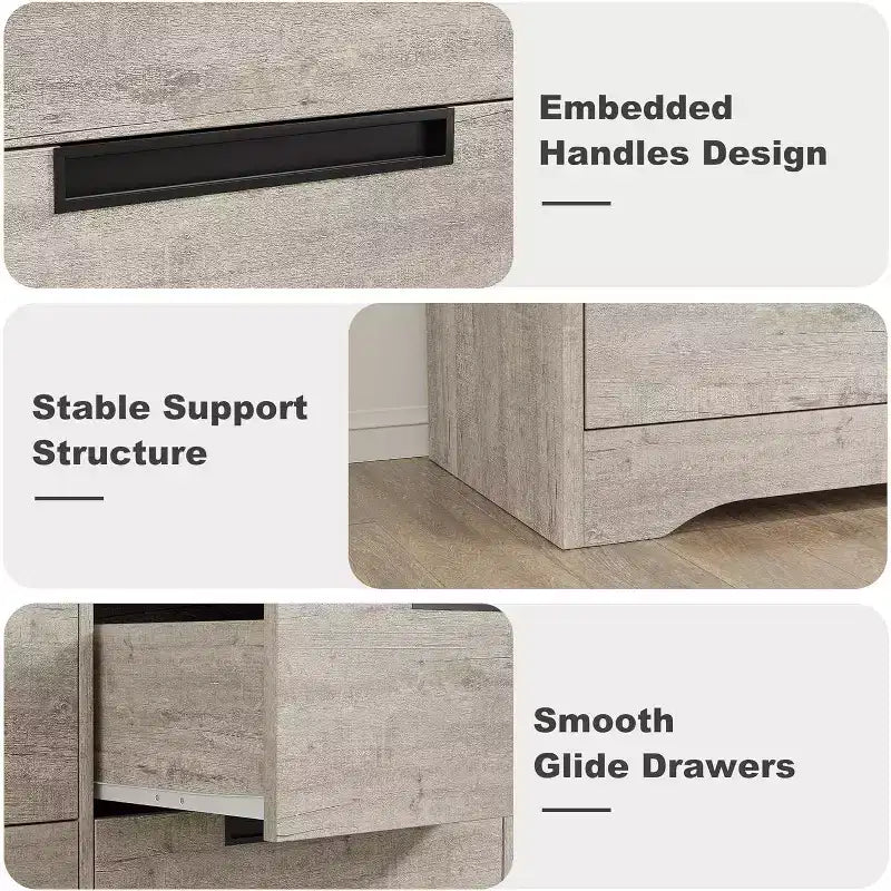 6-Drawer Dresser with Embedded Handles, Compact Storage Cabinet for Bedroom, Living Room & Hallway