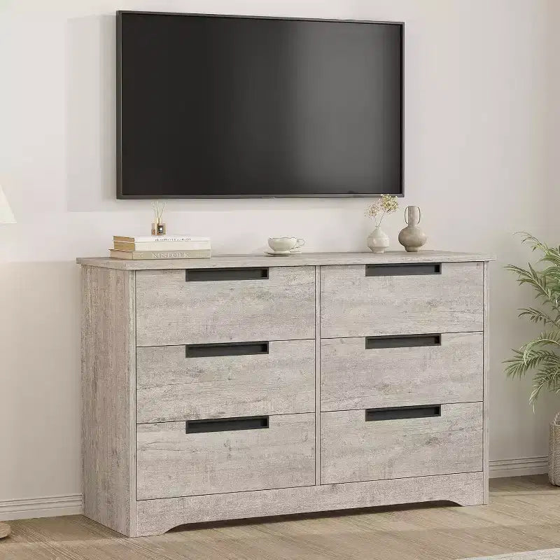 6-Drawer Dresser with Embedded Handles, Compact Storage Cabinet for Bedroom, Living Room & Hallway