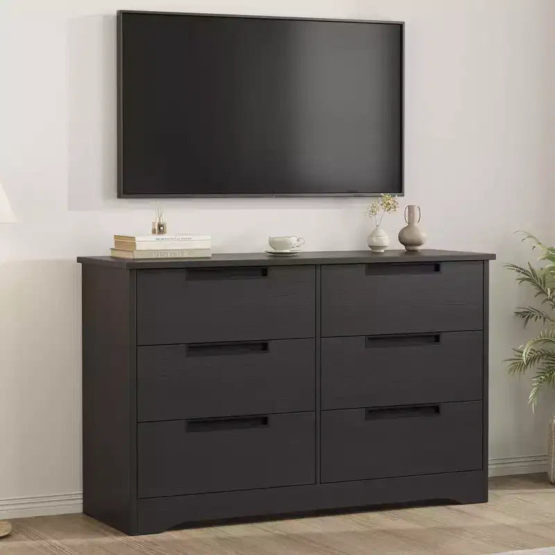6-Drawer Dresser with Embedded Handles, Compact Storage Cabinet for Bedroom, Living Room & Hallway