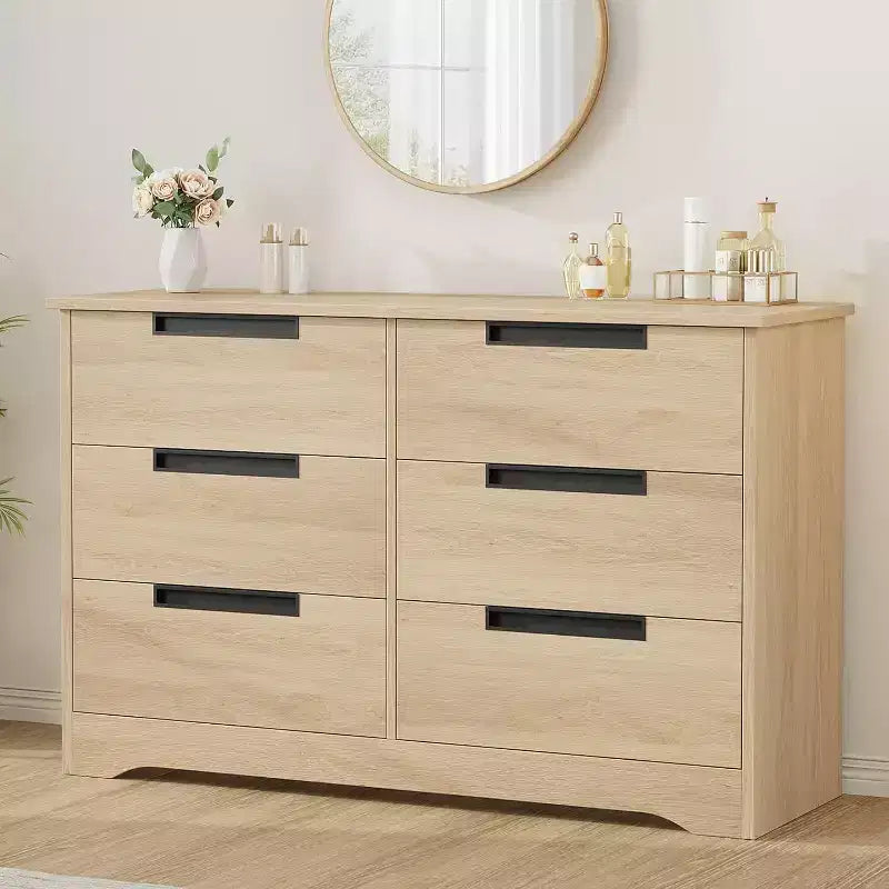 6-Drawer Dresser with Embedded Handles, Compact Storage Cabinet for Bedroom, Living Room & Hallway
