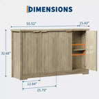 Modern Fluted 4-Door Accent Sideboard Buffet with Shelves, Wood Storage Console for Living Room