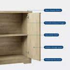 Modern Fluted 4-Door Accent Sideboard Buffet with Shelves, Wood Storage Console for Living Room