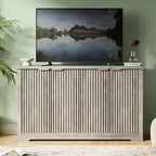 Modern Fluted 4-Door Accent Sideboard Buffet with Shelves, Wood Storage Console for Living Room