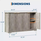 Modern Fluted 4-Door Accent Sideboard Buffet with Shelves, Wood Storage Console for Living Room