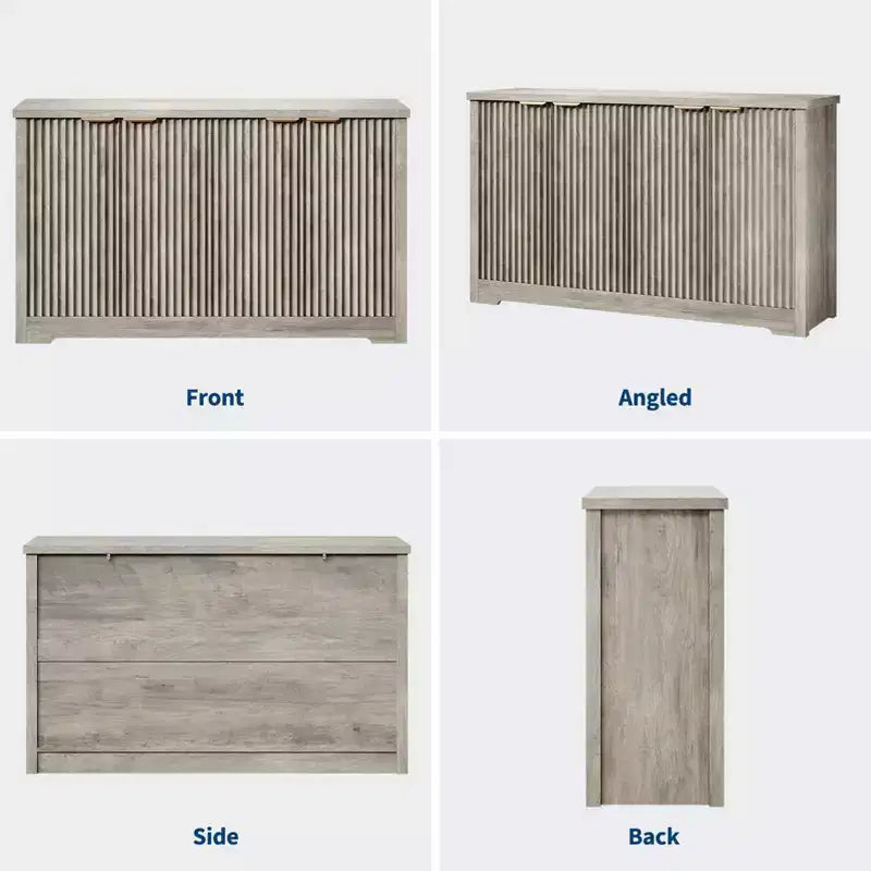 Modern Fluted 4-Door Accent Sideboard Buffet with Shelves, Wood Storage Console for Living Room