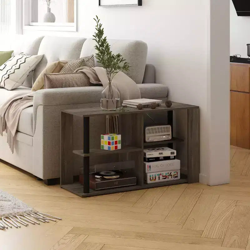 3-Tier Coffee Table with Open Shelves, Compact End Side Table for Living Room & Bedroom
