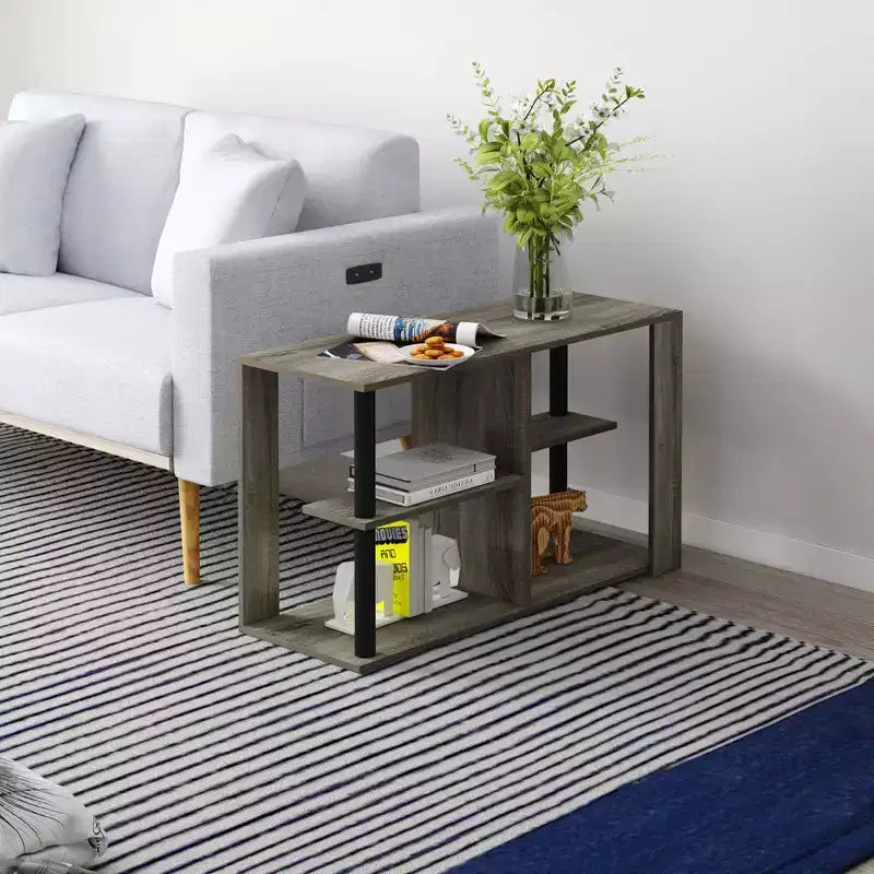 3-Tier Coffee Table with Open Shelves, Compact End Side Table for Living Room & Bedroom