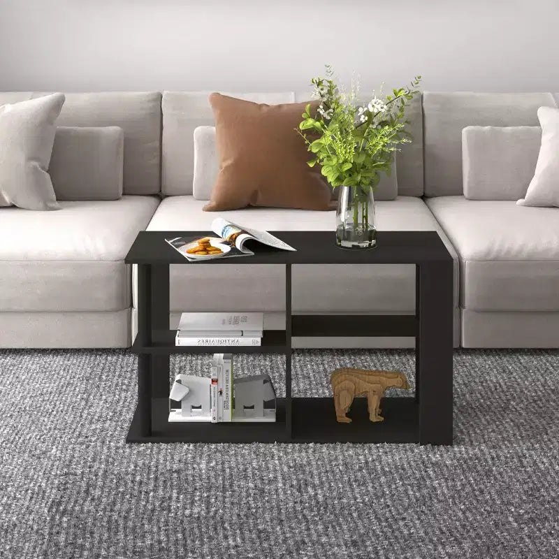 3-Tier Coffee Table with Open Shelves, Compact End Side Table for Living Room & Bedroom