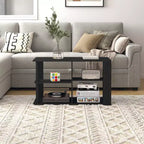 3-Tier Coffee Table with Open Shelves, Compact End Side Table for Living Room & Bedroom