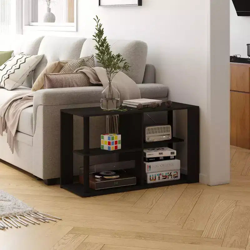 3-Tier Coffee Table with Open Shelves, Compact End Side Table for Living Room & Bedroom