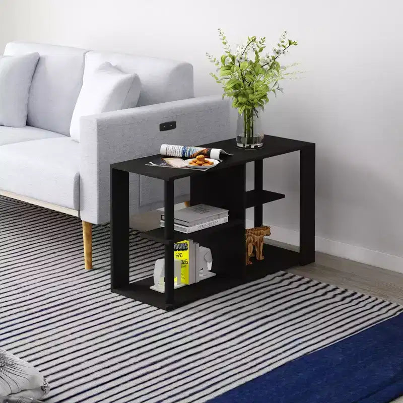 3-Tier Coffee Table with Open Shelves, Compact End Side Table for Living Room & Bedroom