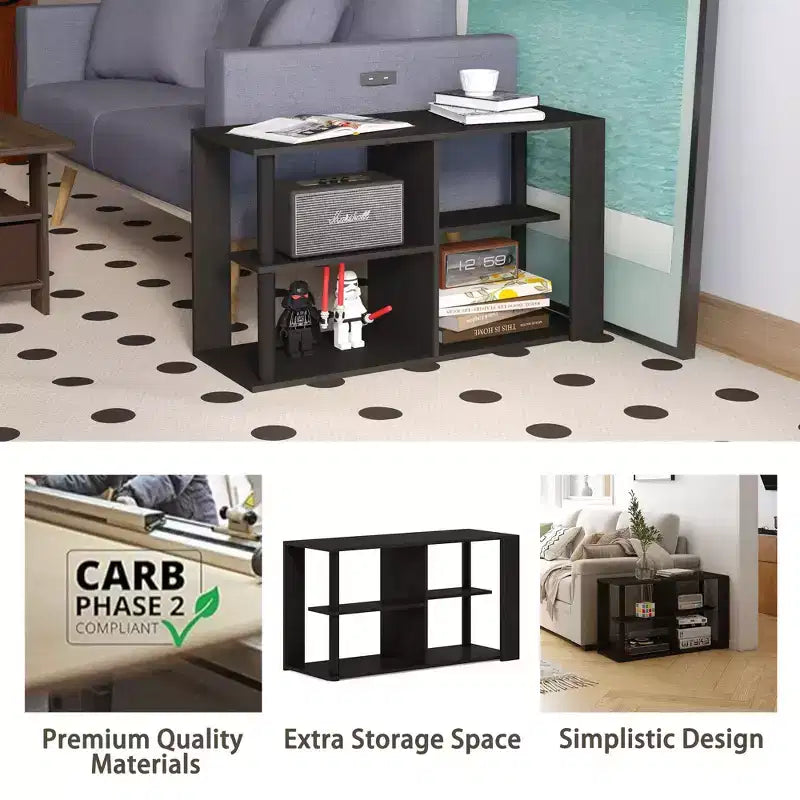 3-Tier Coffee Table with Open Shelves, Compact End Side Table for Living Room & Bedroom