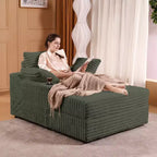 Oversized Chaise Lounge Chair, Corduroy Upholstered Cloud Couch with 3 Pillows & Storage Ottoman