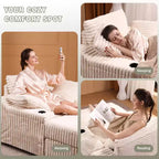 Oversized Chaise Lounge Chair, Corduroy Upholstered Cloud Couch with 3 Pillows & Storage Ottoman