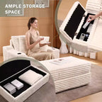 Oversized Chaise Lounge Chair, Corduroy Upholstered Cloud Couch with 3 Pillows & Storage Ottoman