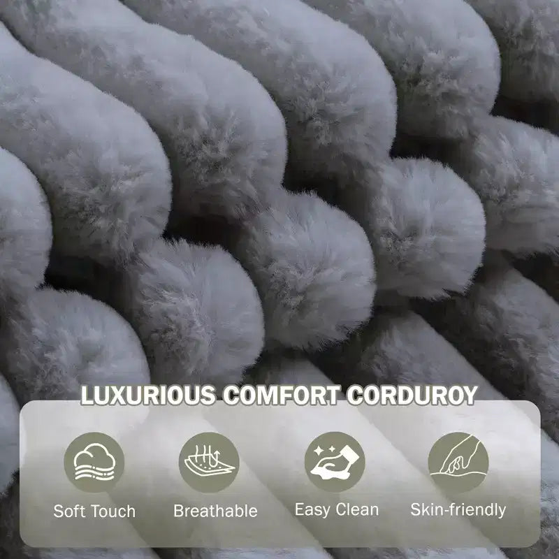 Oversized Chaise Lounge Chair, Corduroy Upholstered Cloud Couch with 3 Pillows & Storage Ottoman