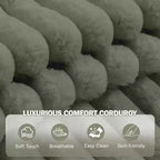 Oversized Chaise Lounge Chair, Corduroy Upholstered Cloud Couch with 3 Pillows & Storage Ottoman