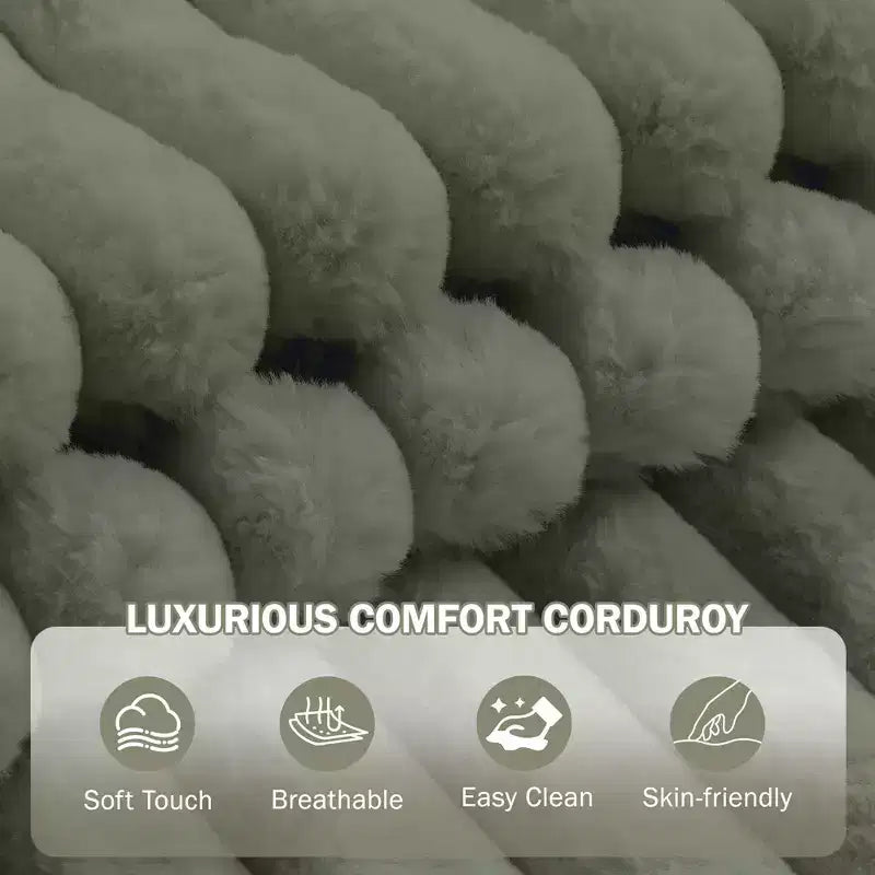 Oversized Chaise Lounge Chair, Corduroy Upholstered Cloud Couch with 3 Pillows & Storage Ottoman
