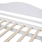 Twin Canopy Bed with Trundle, Wooden Daybed Frame with 4 Poster & Platform Bed, White